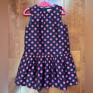 Gymboree Girls Polka Dot Holiday Party Dress Black Pink Sparkle size 7